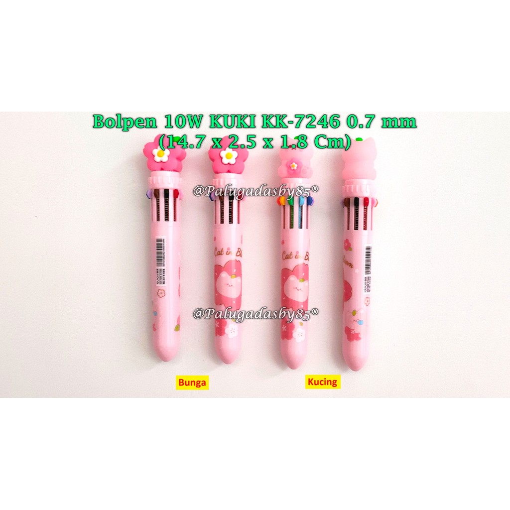 

(1 Biji) Bolpen 10 Warna KUKI KK-7246 Cat In Bloom 0.7 Ball Pen / Ball Pen Kuki 10 Warna (1 Biji)