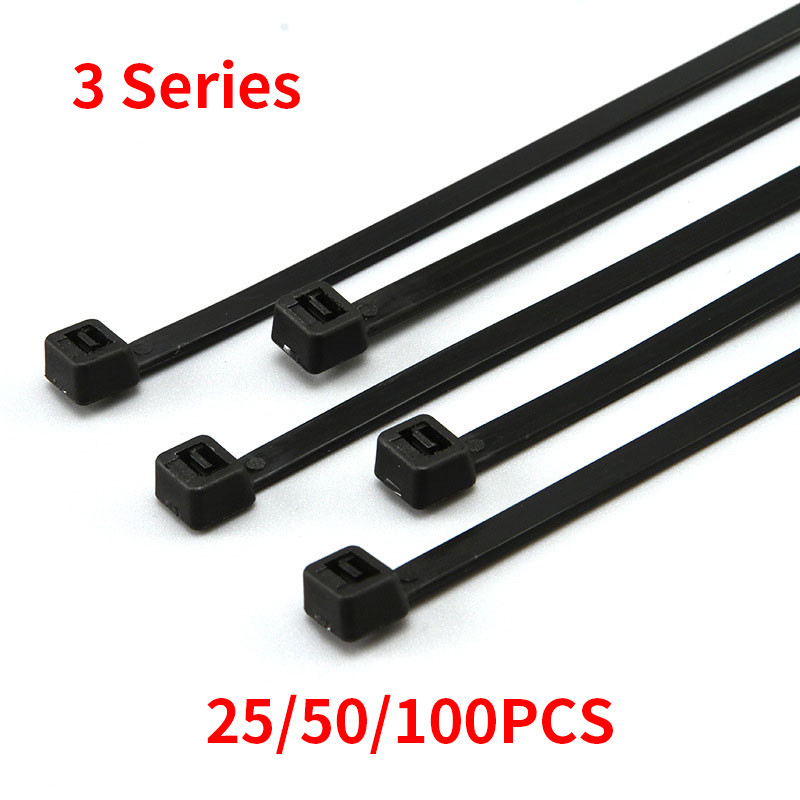 

100PCS Self-locking Nylon Cable Tie Wire Zip Ties Set 3X80 3X100 3X120 3X300 Black Fasten Cable Tie