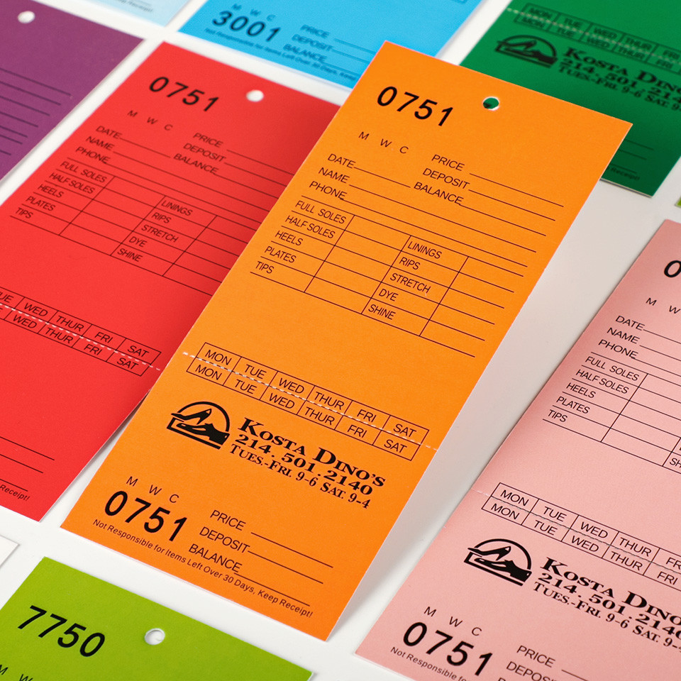 

Custom Easy to Tear Line Shoes Tags Serial Numbers Tags Ticket with Perforation Line