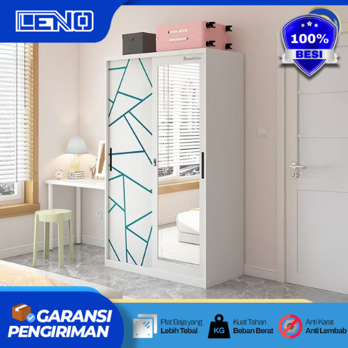 Lemari Besi Sliding Besi Pakaian Lemari Pakaian Besi Sliding 2 Pintu Uk 90