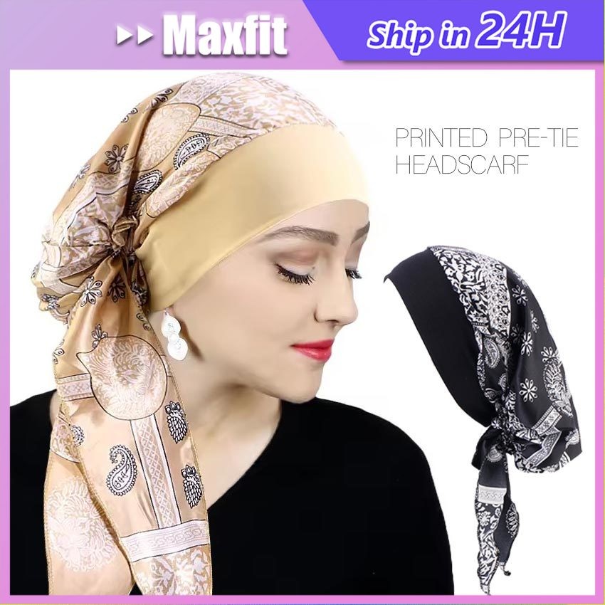 Turban Kinanti Pola Bunga - Turban Instan Qiara Jersey Korea Premium