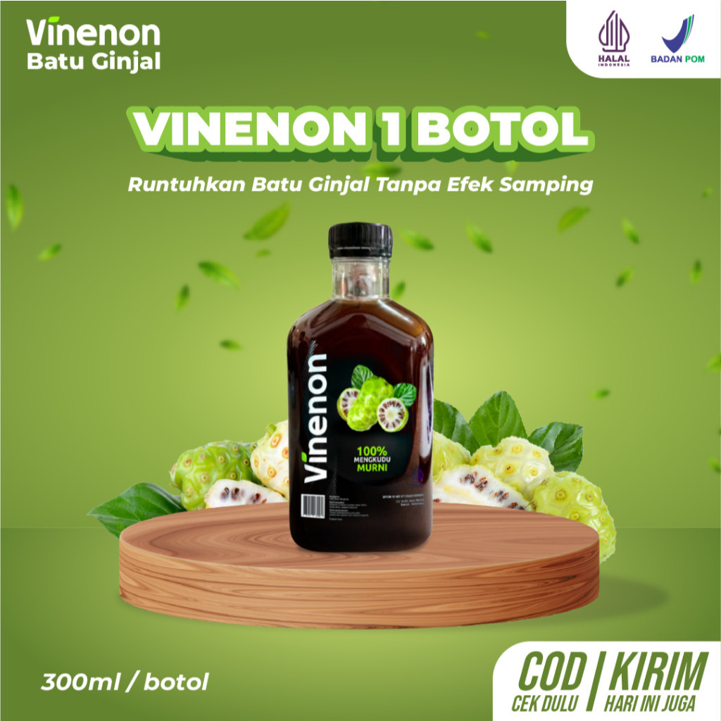 

Vinenon Cuka Mengkudu Original Hancurkan Batu Ginjal dan Atasi Asam Urat Halal BPOM 1 Botol