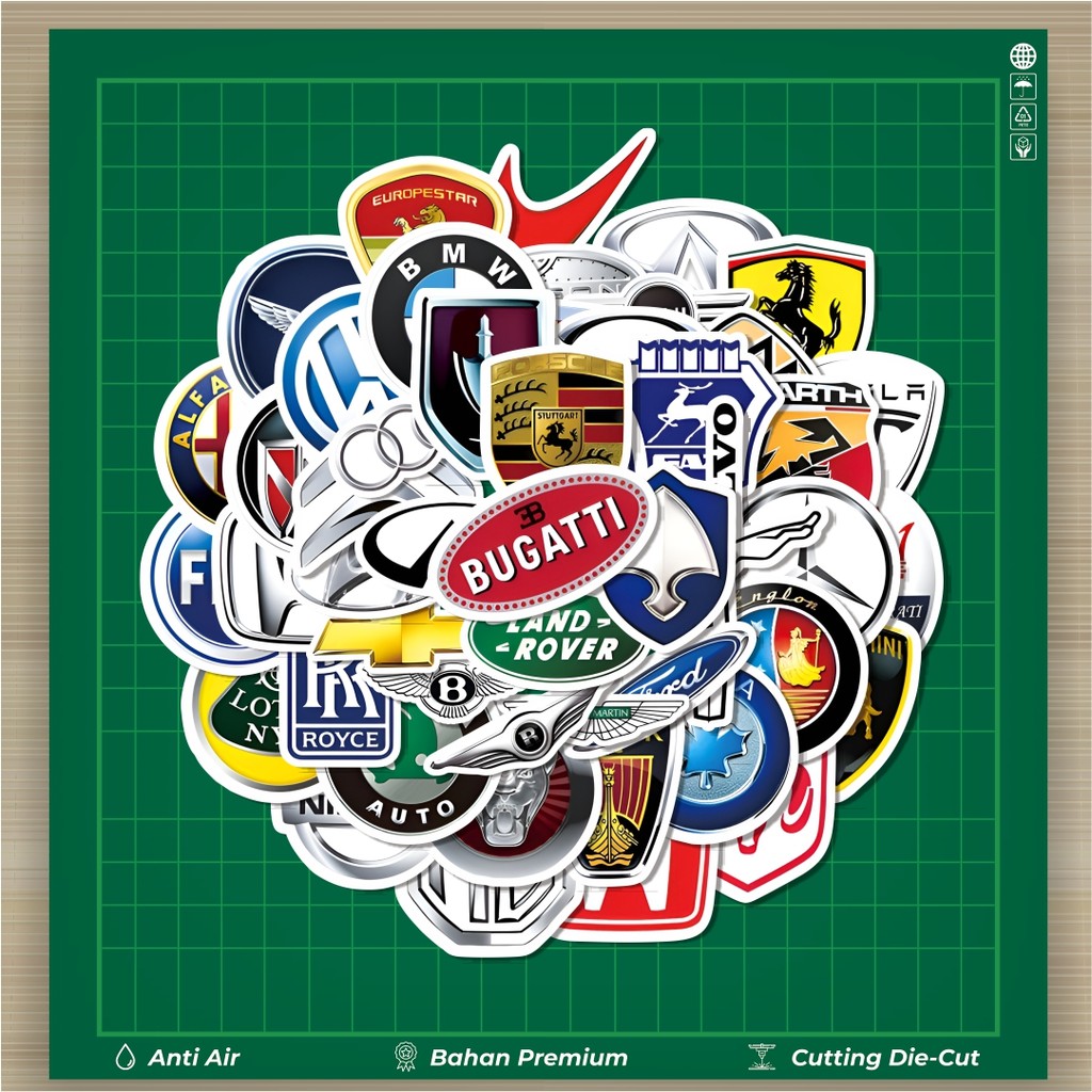 

HOT 50 PCS STIKER Stiker Mix Logo Car Brand Series Stiker Fashion Cars Decal Dingin Kartu Album Custom Vinyl Anti Air- Sticker Aesthetic Buku Journal Koper Casing HP Tablet Laptop Helm Motor Botol Minum