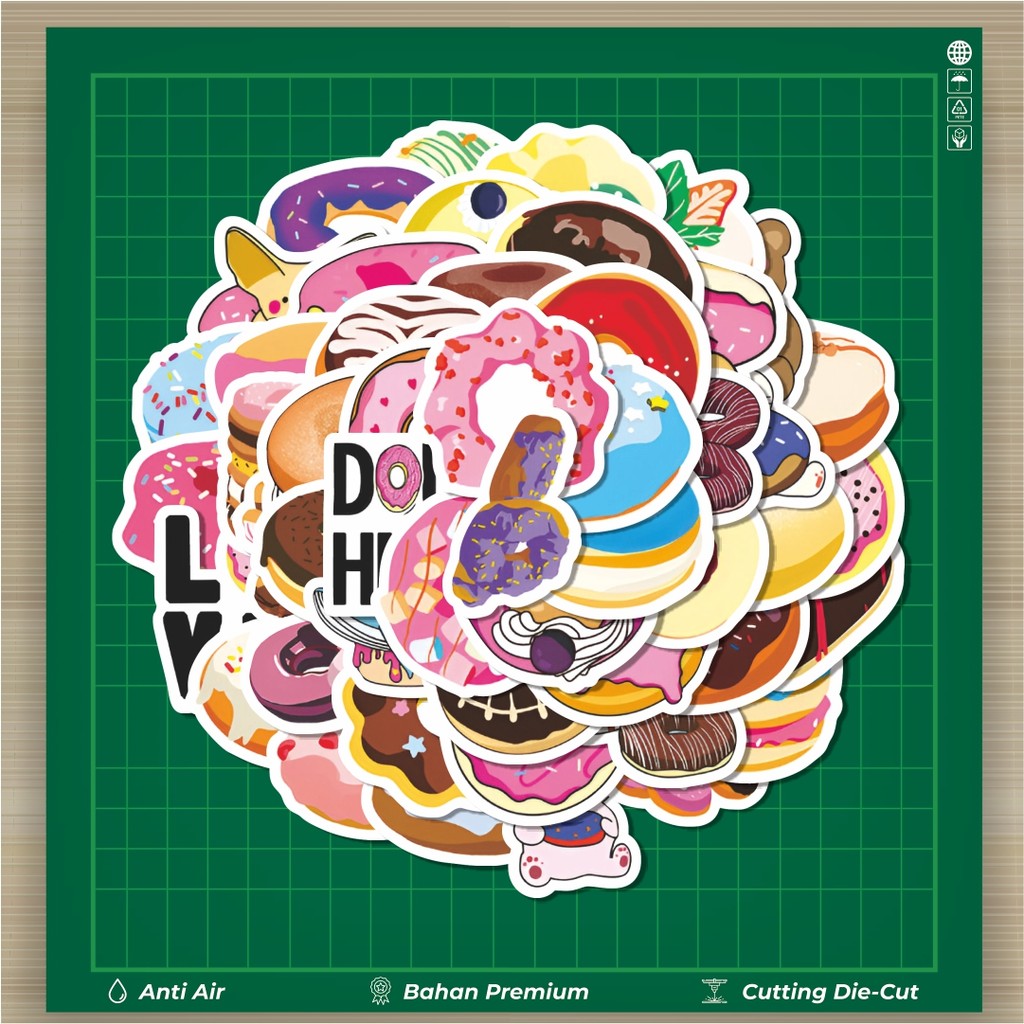 

HOT 50 PCS STIKER Stiker Creative Funny Doughnut [Donat Lucu Kreatif] Stiker Fashion Cars Decal Dingin Kartu Album Custom Vinyl Anti Air- Sticker Aesthetic Buku Journal Koper Casing HP Tablet Laptop Helm Motor Botol Minum