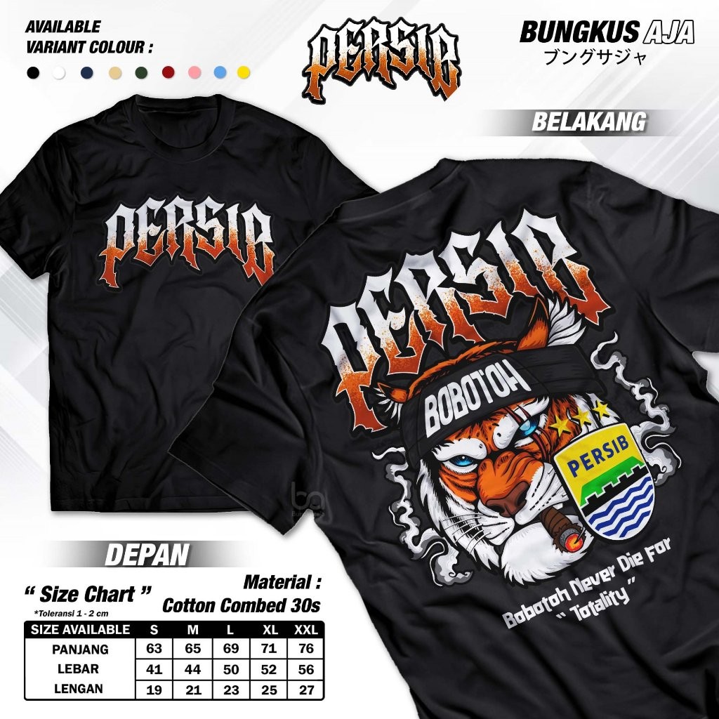 Kaos Persib Bandung Never Die For Totality - Baju Kaos Supporter Bola Bobotoh Persib Football Casual
