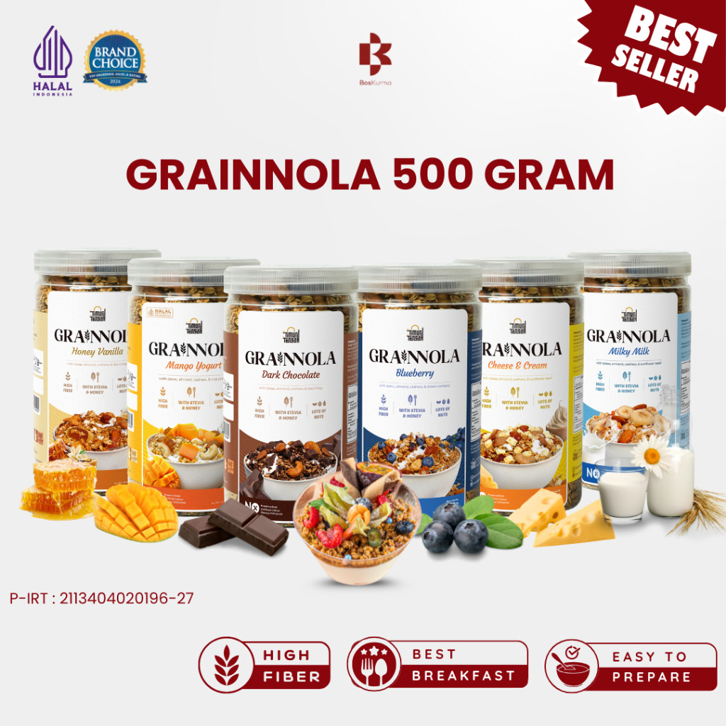 

PROMO Grainnola-Granola Timur Tengah 500 Gram - Granola Sereal Sarapan Oatmeal Cemilann Diet
