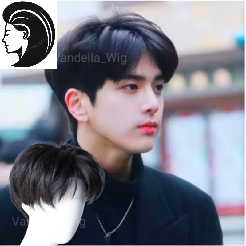 【Rambut nyata.】 WIG COWO PRIA BELAH TENGAH VERSI KOREA WIG KOREA BELAH TENGAH WIG PRIA KOREA BELAH T