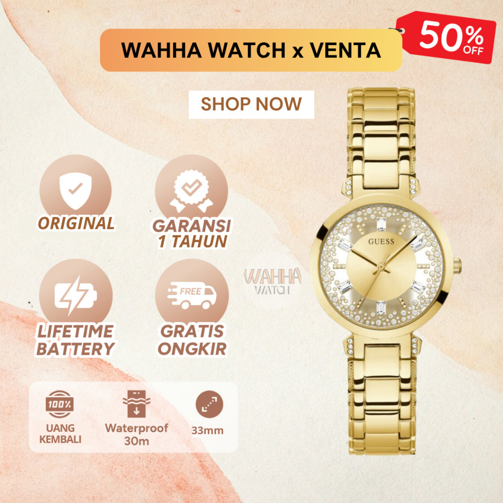 Jam Tangan Analog Guess Wanita Guess GW0470L2 -  Ladies Watch Gold CRYSTAL CLEAR [BERGARANSI]
