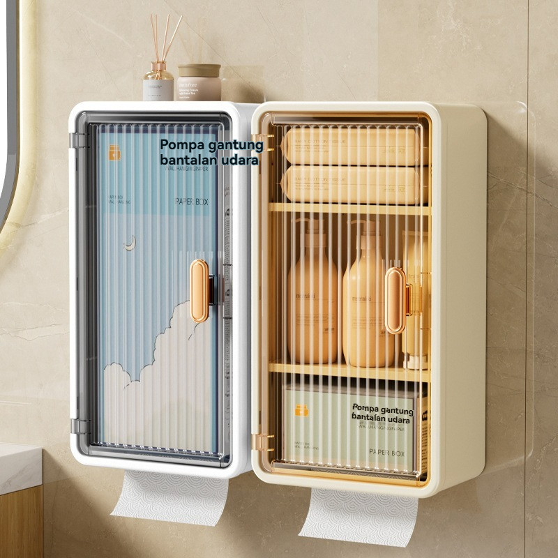 Lemari Plastik Dinding Kamar Mandi Aesthetic Lemari Serbaguna Rak Tertutup Organizer Rak Dinding Kam