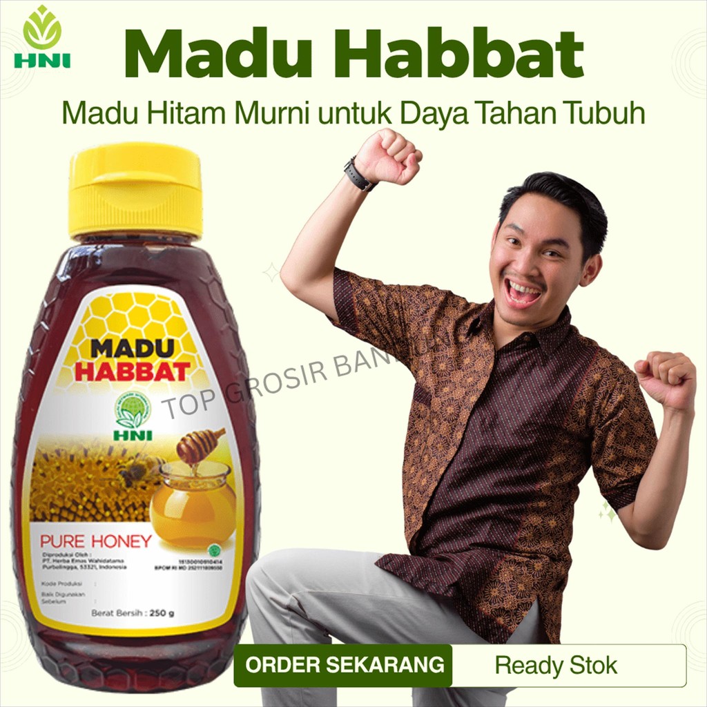 Madu Habbat HNI 250g – Madu Habbatussauda Asli | Herbal Halal BPOM | Madu Hitam Murni untuk Daya Tah