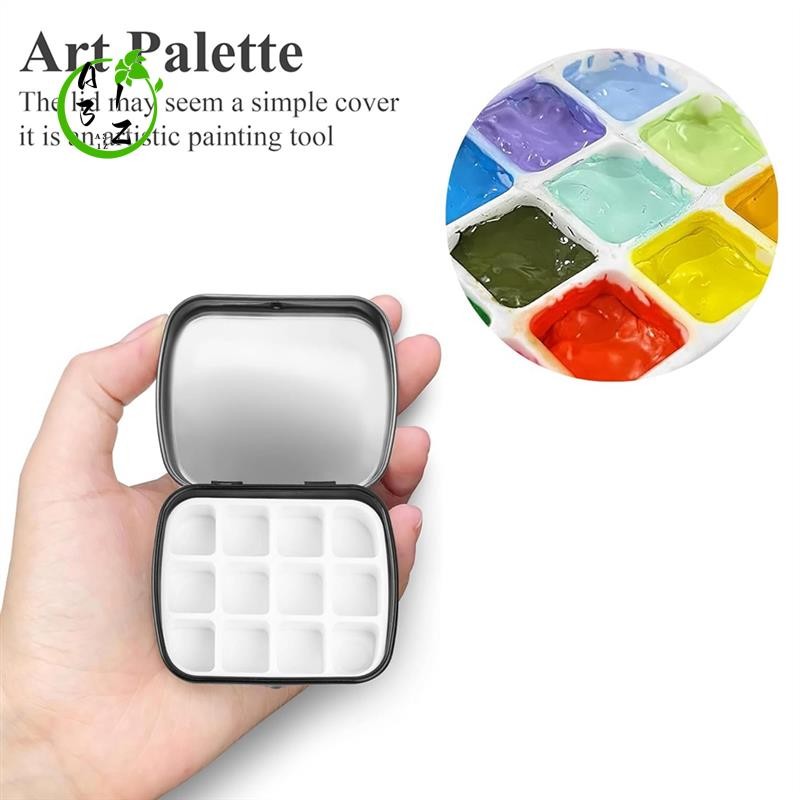 

A31Z-Portable Mini Tin Box,12-Well Empty Watercolor Palette,Small Paint Storage Kits With Magnetic Clip And Oil Pot