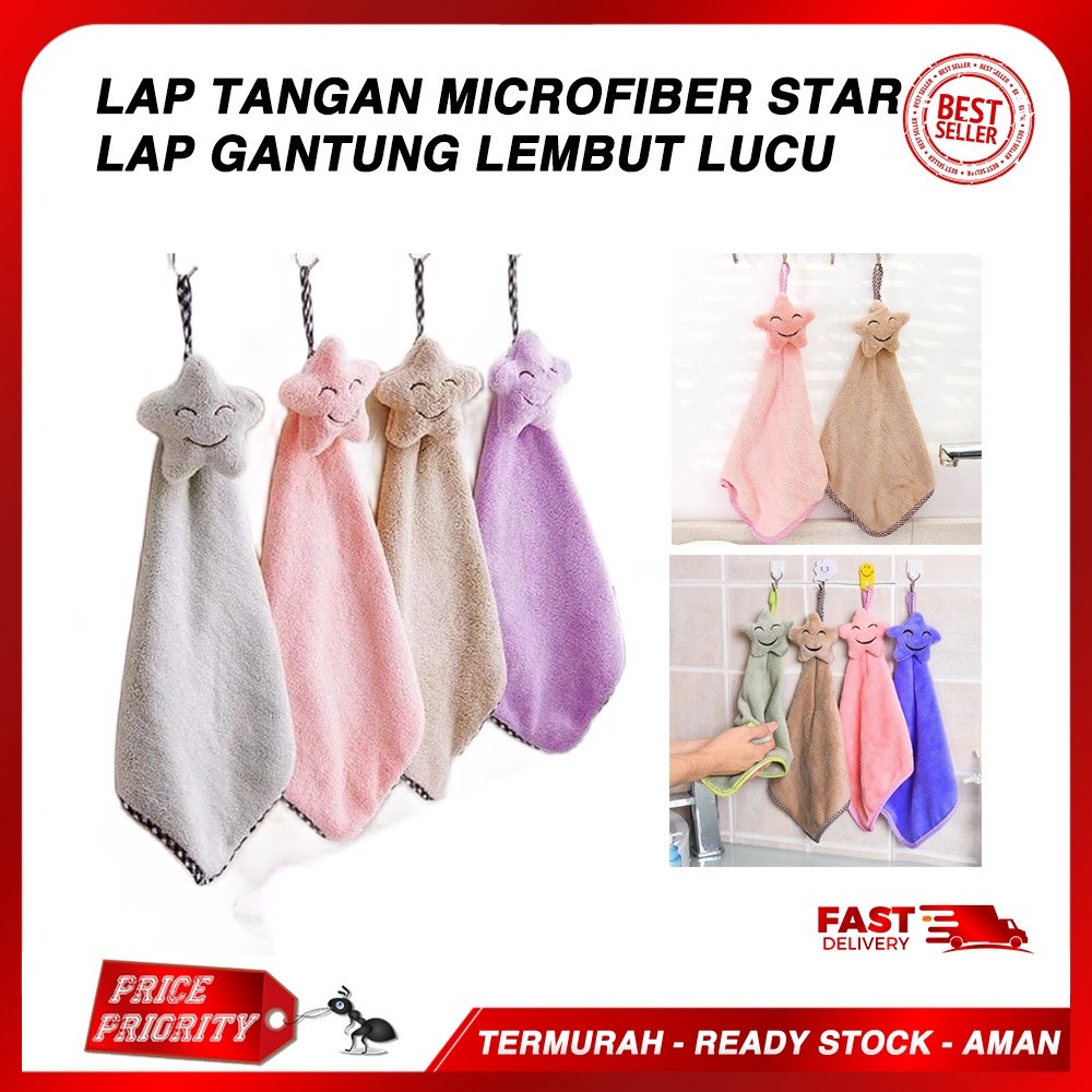 NAJMAHJAYASHOP LAP TANGAN Microfiber Gantung / Kain Lap Gantung Microfiber motif STAR