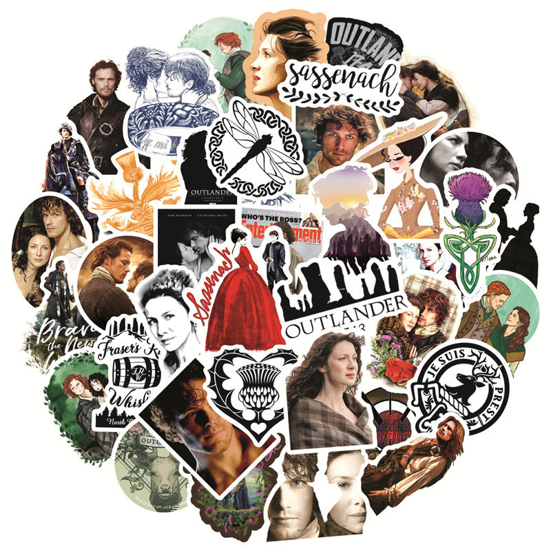 

50Pcs TV Outlander Drama Theme Vinyls Stickers Laptop Sticker Waterproof Stickers Luggage Skateboard Water Bottle Stickers