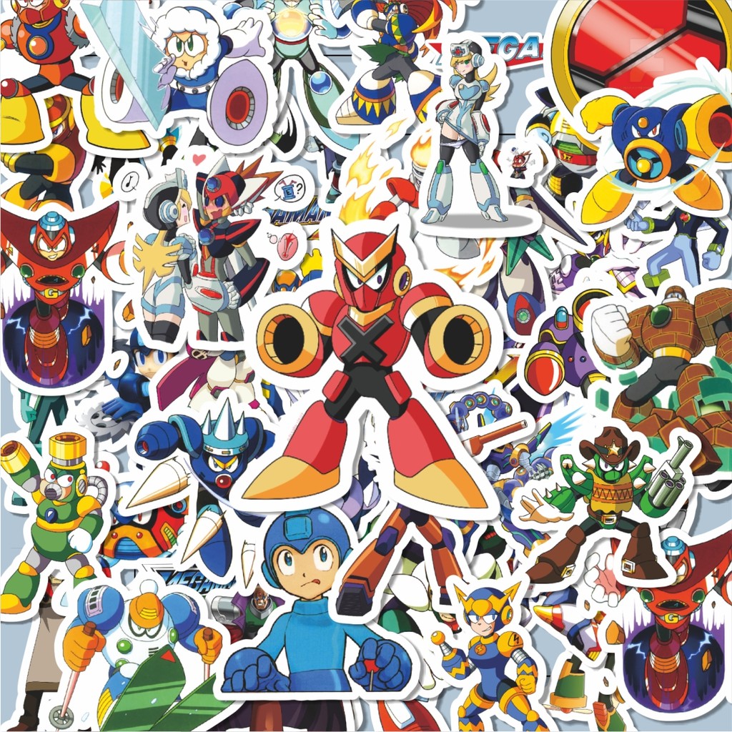 

100PCS Lucu Stiker Capsom Series Megaman Universe Character Mix 4 Stiker Aesthetic Stiker Anti Air Stikers Berperekat Waterproof sticker decal buat Motor Helm Buku Journal Koper Casing HP Laptop Botol Minum Hadiah anak
