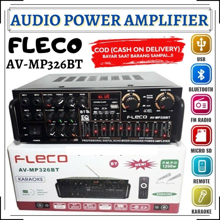

Fleco Amplifier Bluetooth AV MP326BT//Ampli MP 326 BT PMPO 1200 watt-Garansi