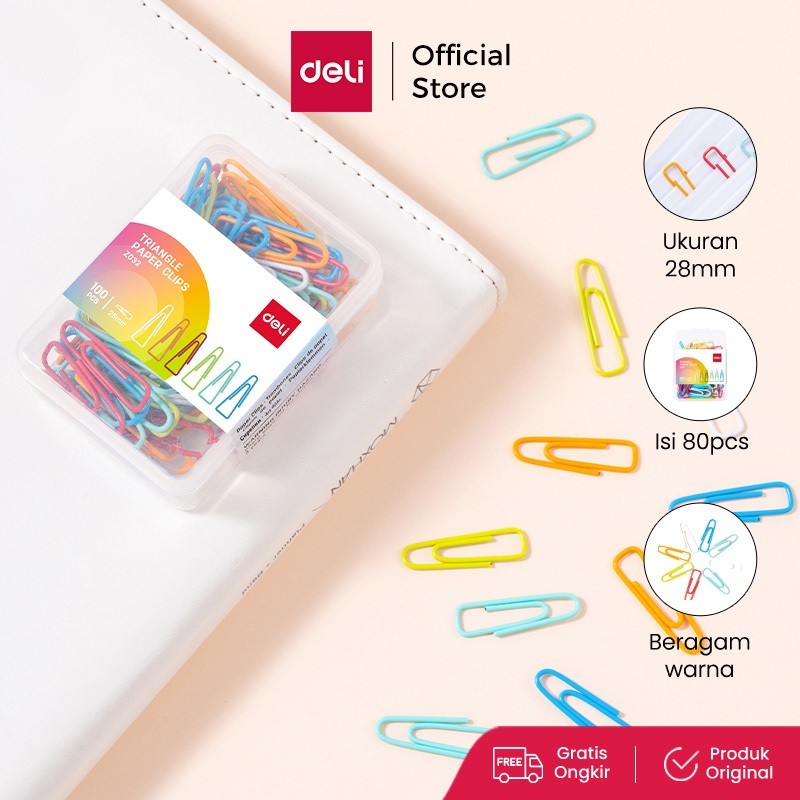 

Deli Klip Penjepit Kertas / Paper Clip Warna Warni 80pcs EZ032