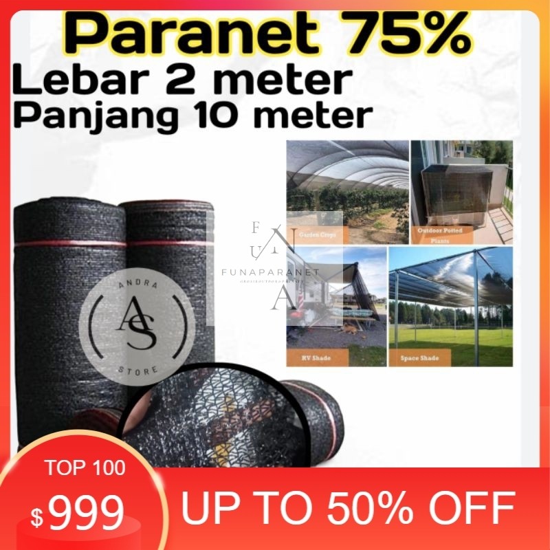 Paranet 75% Lebar 2 meter panjang 10 meter