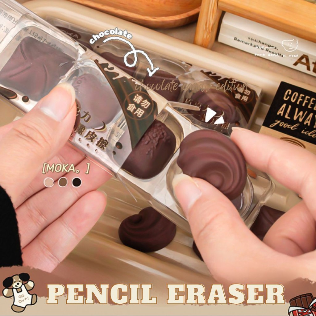 

VIRAL! PENCIL ERASER CHOCOLATE VALENTINE EDITION / PENGHAPUS PENSIL ISI 4 PCS MOTIF COKLAT VALENTINE