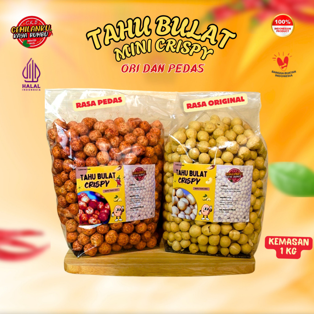 

Cemilanku - 1Kg Tahu Bulat Crispy Mini Rasa original dan Rasa Pedas