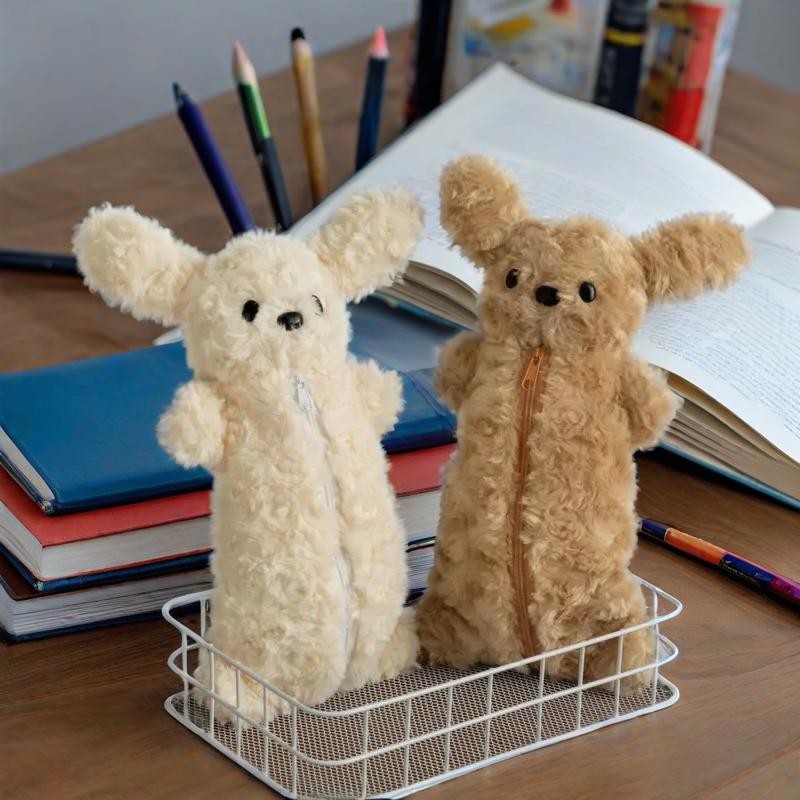 

Puppy Pencil Pouch Cute Soft Plush School Stationery Large Capacity Pencil Pouch Student Stationery