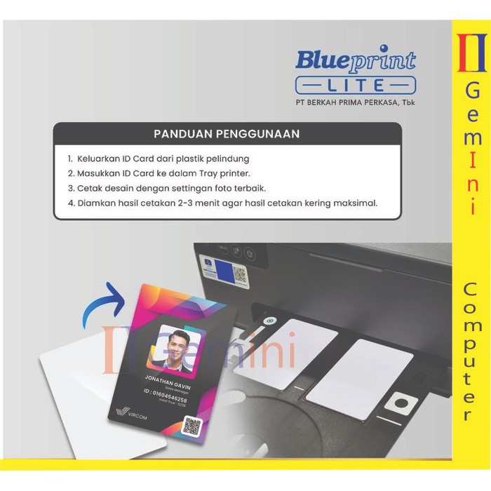 

Promo Kartu Printable inkjet id card blueprint 8.6x5.4 760 micron/ Id card Inkjet Blueprint