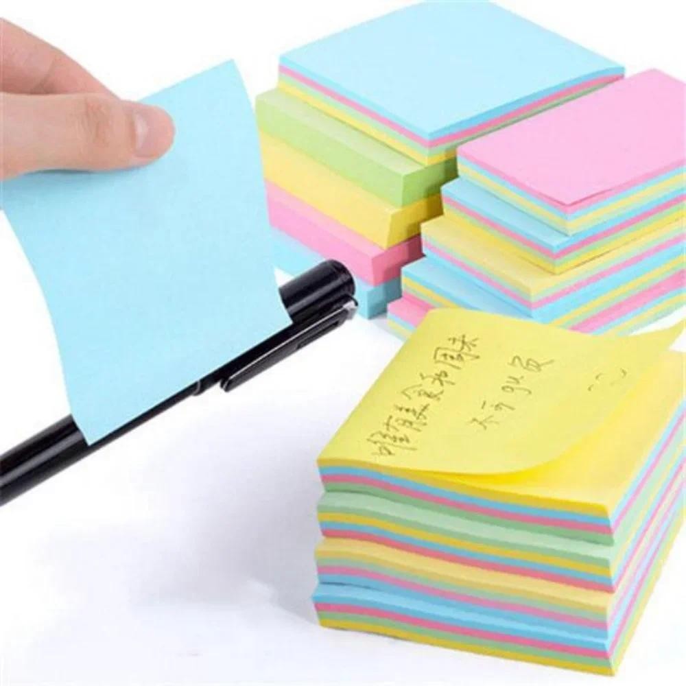 

Colorful Memo Pad Sticky Notes 100 Sheets Self Adhesive Note Paper Office School Stationery Pocket Notepad for Work Study