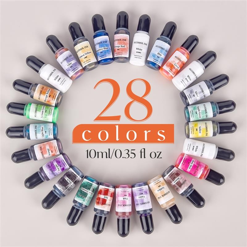 

28 Colors 10ml Morandi Resin Pigment Set For DIY Epoxy Resin Mold Liquid Dye Ink Alcohol Colorant Jewelry Making Supplies Tools