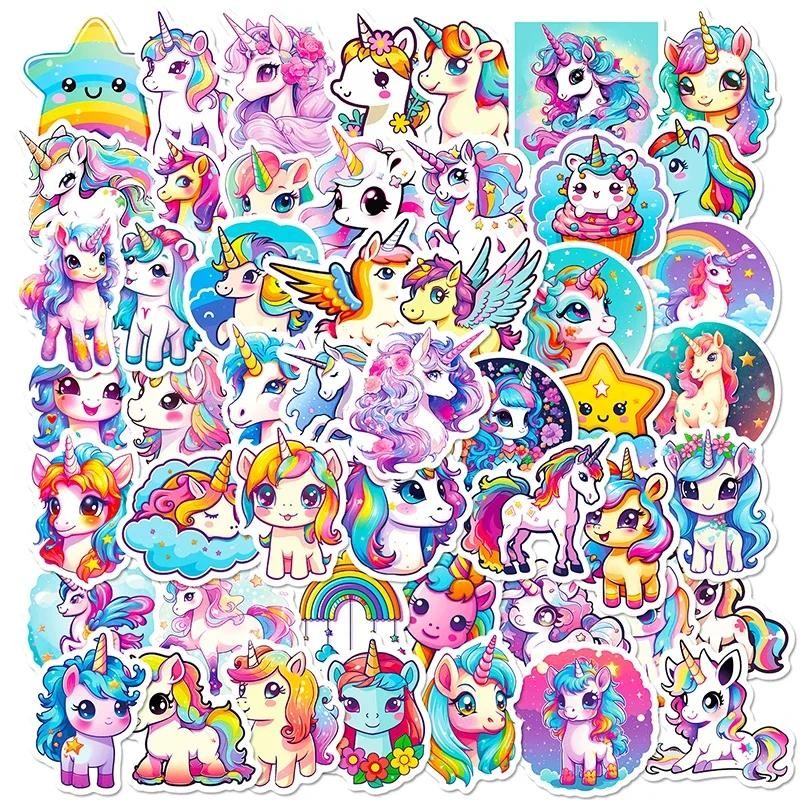 

10/30/50PCS Unicorn Flight PVC Sticker Aesthetic Decoration Scrapbooking Children's Korean Stationery School Supplies for Kids