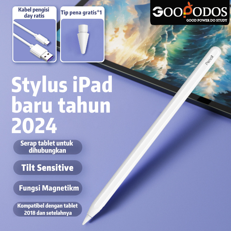 

GOOPODOS Apple Stylus Pen Universal Capacitive Stylus Pencil For IPad Pen With One Key Return Key Auto Shutdown Wake Up And For Pro 11/12.9 Air 4 / 5 10.9 mini6 10th
