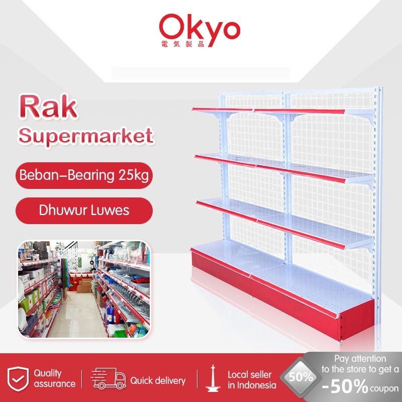 

Rak Gondola / Rak Minimarket Tipe A3 Rak Susun Serbaguna 100% Baja Stainless murni Rak Besi Susun Display Supermarket Rak display supermarket rak ruang