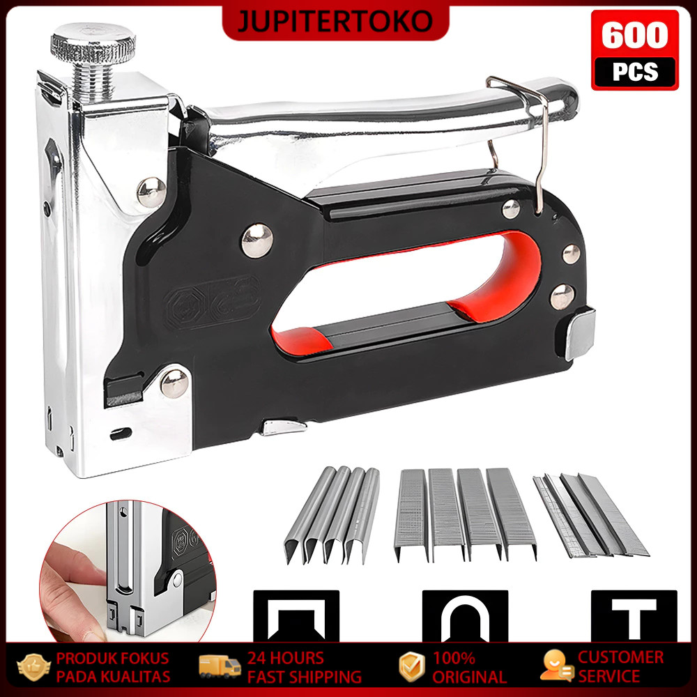 

600 paku tiga-dalam-satu pistol paku stapler pistol konstruksi DIY furnitur bangunan dekorasi pistol stapler multifungsi pistol stapler dekorasi rumah alat pertukangan