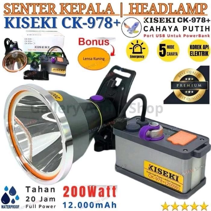 [ COD bayar di tempat ] promo Lampu senter led Kepala Super Terang Kiseki CK-978+ 200 Watt | Cahaya 