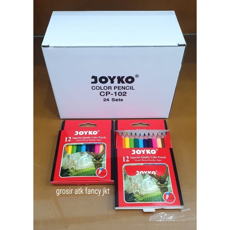 

( 24 set ) CP 102 Pensil 12 Warna Joyko CP-102 Pendek ( dus merah ) Superior Quality Hexagonal Grip CP102
