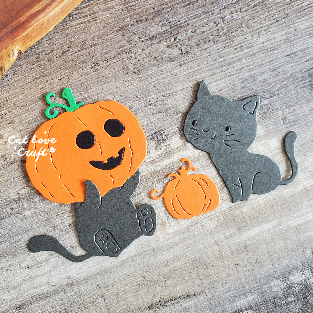 

Catlove Halloween Pumpkin Cat Metal Cutting Dies Scrapbooking Stencil Die Cuts Card Making DIY Craft Embossing New Dies For 2022