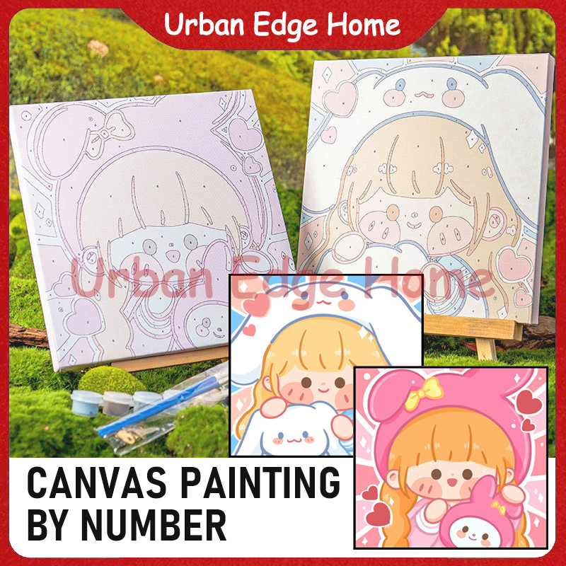 

DIY Paint By Numbers Kit / Diy Digital Painting Kit With Kanvas / Paint By Number 20x20 Kartun Sanrio