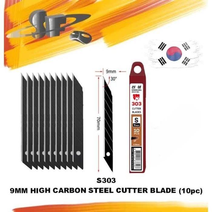 

SINSEUNG S303 Refill Pisau Cuter 9 mm 10 Pcs / Pack) 30 Derajat 9mm * 0.38mm * 80mm High Carbon Steel Blade Cutter For All Type Of Films Wall Paper Leatther Work