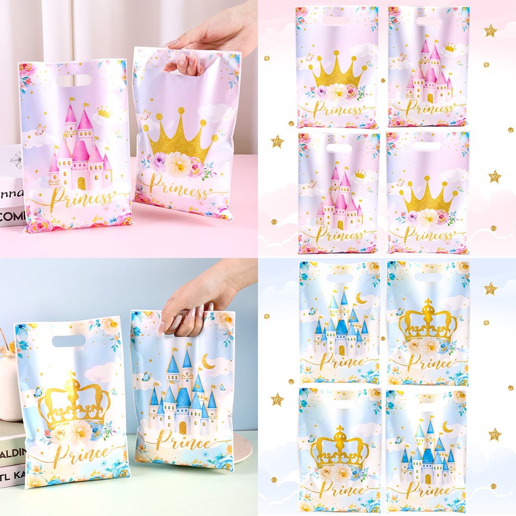 

10/20/50pcs Princess Prince Party Favor Bags Crown Castle Candy Goodie Packing Bags for Birthday Baby Shower Wedding Party Decor
