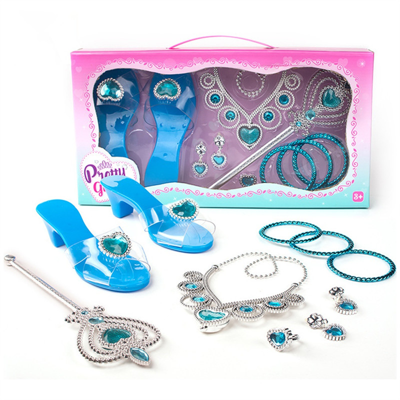 

BAAG-Princess Dress Up Shoes For Kids Princess Heels Tiaras And Jewelry Set Toddler Gifts For Ages 3, 4, 5, 6, Birthday Gift A
