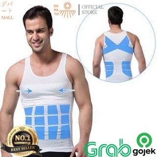 Mens Slimming Body Shaper Tank Top Kaos Korset Pelangsing Perut Pria