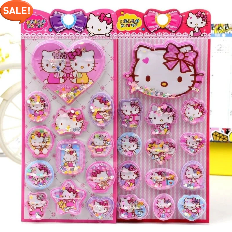 

Sanrio 3D Three-dimensional Water Shaking Flashing Refrigerator Hello Kitty Laptop Phone Case Guitar Cute Children's Stickers