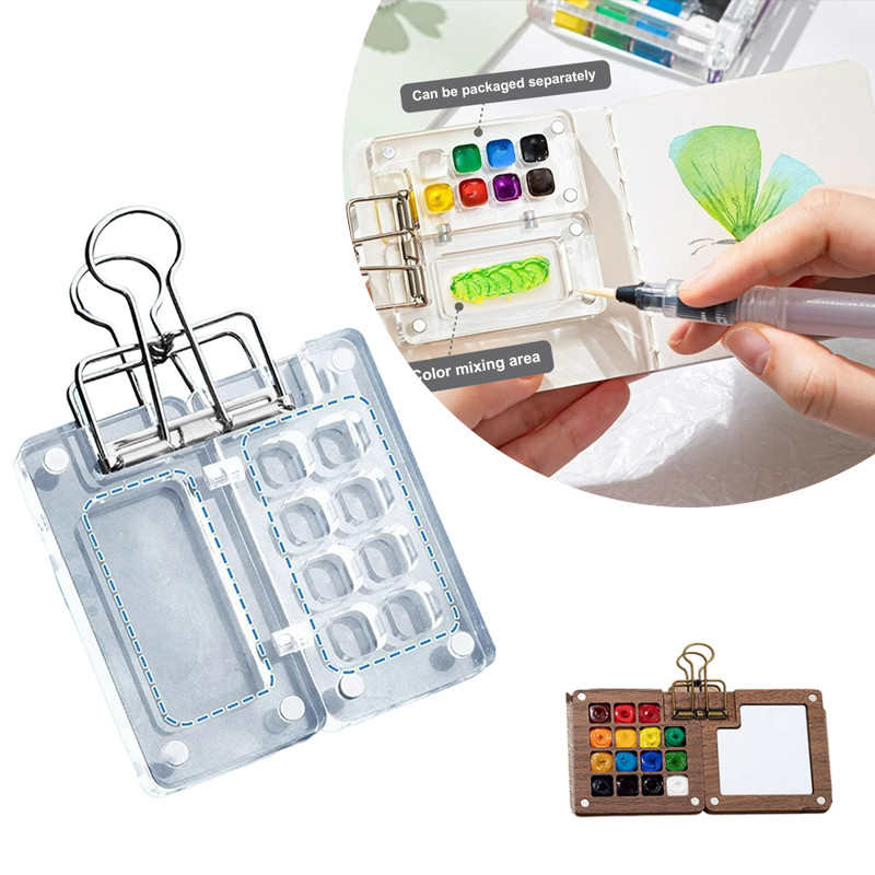 

Mini Empty Acrylic Watercolor Palette Portable Paint Box Travel Painting Paint Tray Student Outing Art Painting Supplies