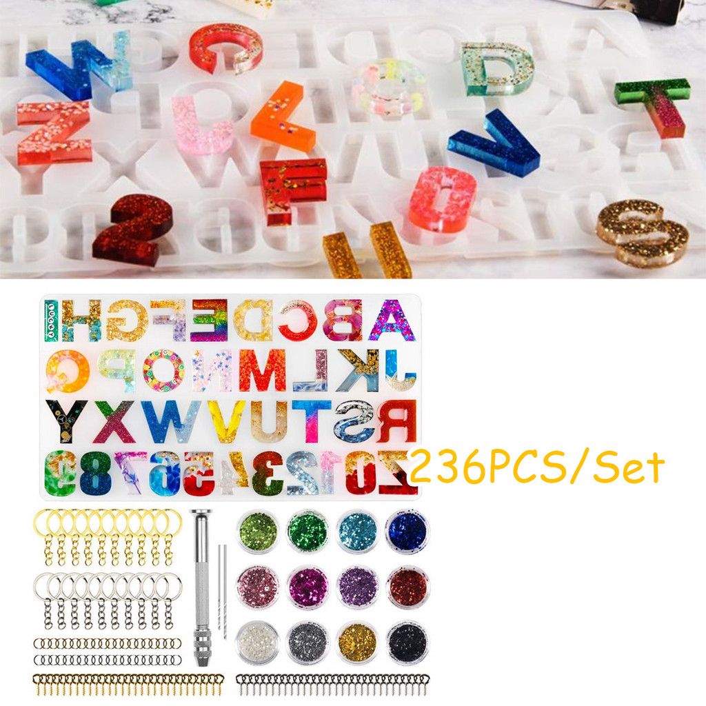 

Set Cetakan Resin 236pcs/Bahan Silikon Tahan Lama/Untuk Bandul Liontin & Gantungan Kunci/Kerajinan Tangan