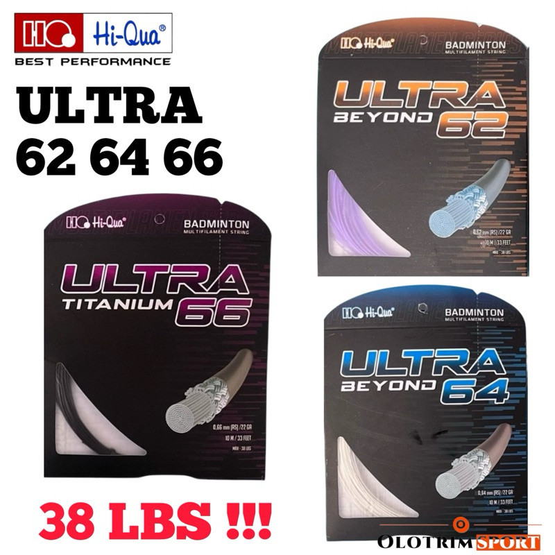 38 LBS  Senar Badminton HIQUA ULTRA BEYOND TITANIUM 62 64 66 100% ORIGINAL HIQUA