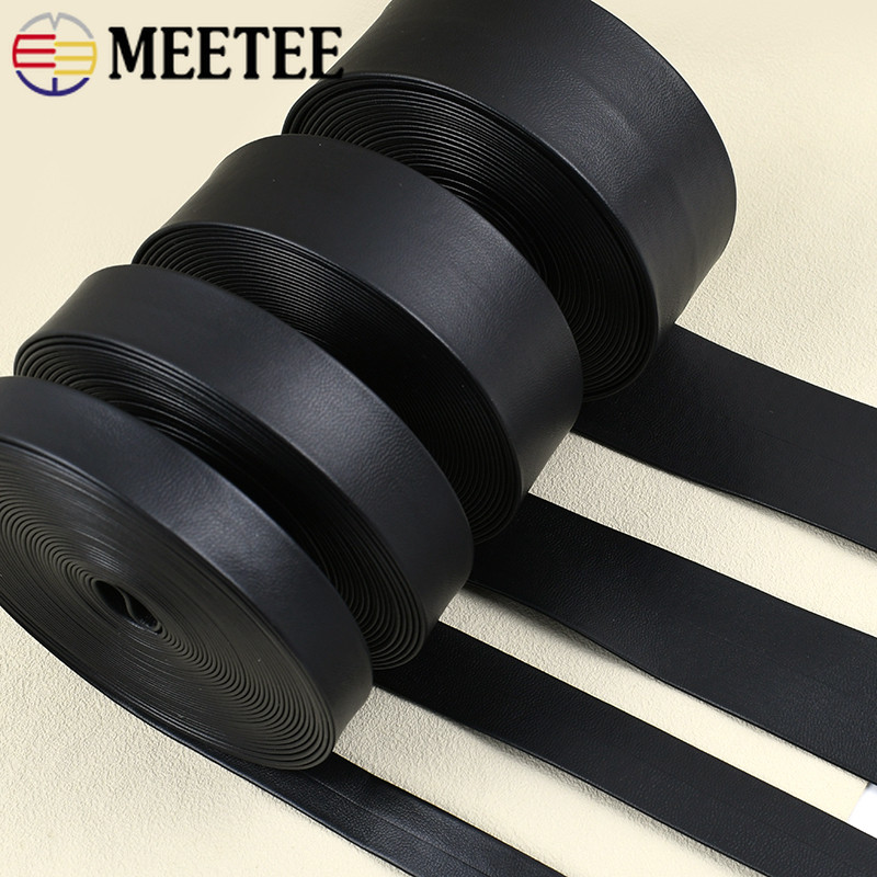 

5/10Meters Meetee 3-50mm Black PU Leather Ribbon Band for Sewing Bag Strap Necklace Jewelry Webbing Tape Clothes Decoration Rope