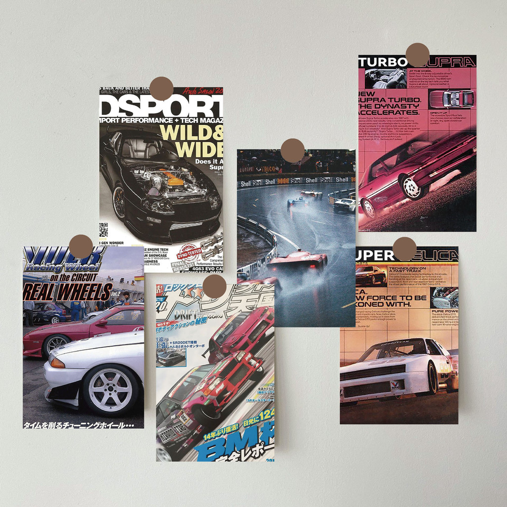 

10 Vintage Racing Cards Comics Car Posters Postcards Bedroom and Dormitory Wall Decorations Background Wall Stickers