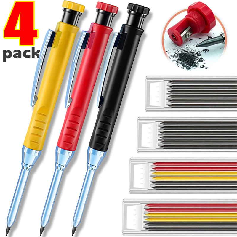 

Multi-purpose Metal Perforating Pen 2.8mm Long Head Carpenter Mechanical Pencil with Sharpener Woodworking Deep Hole Pencils