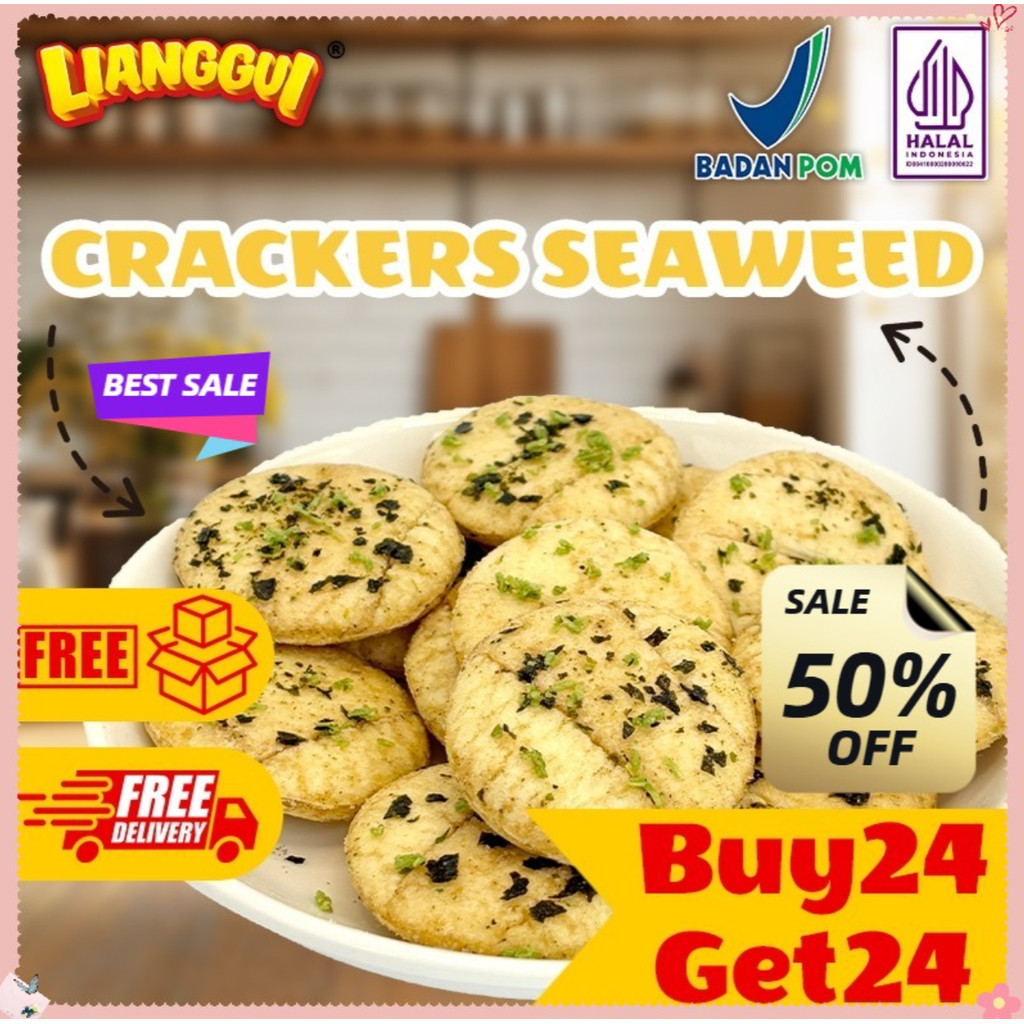

[Pengiriman 24 jam] LIANGGUI HALAL 48pcs Biskuit Beras Rumput Laut HALAL - Snack Renyah Diet, Cemilan Sehat untuk Kantor