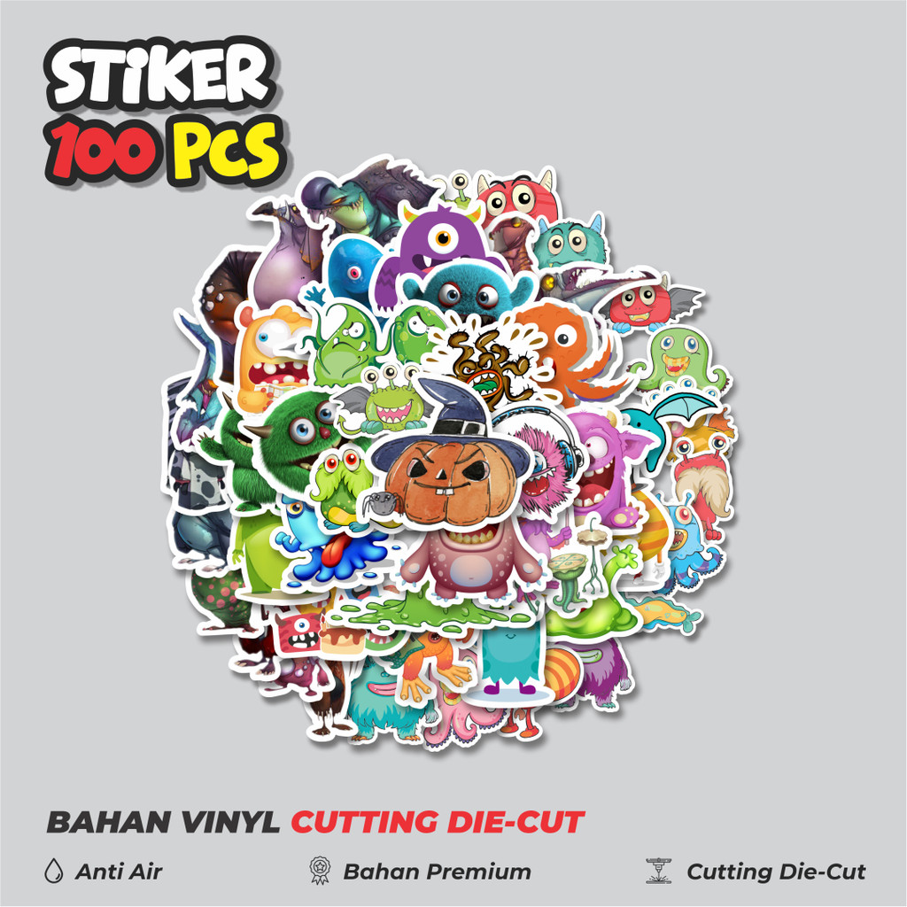 

Terbaru! 50 pcs Stiker Monster Art Illustration Karakter Mix 8 Dekorasi Lucu Kreatif untuk Notebook, Skateboard, HP