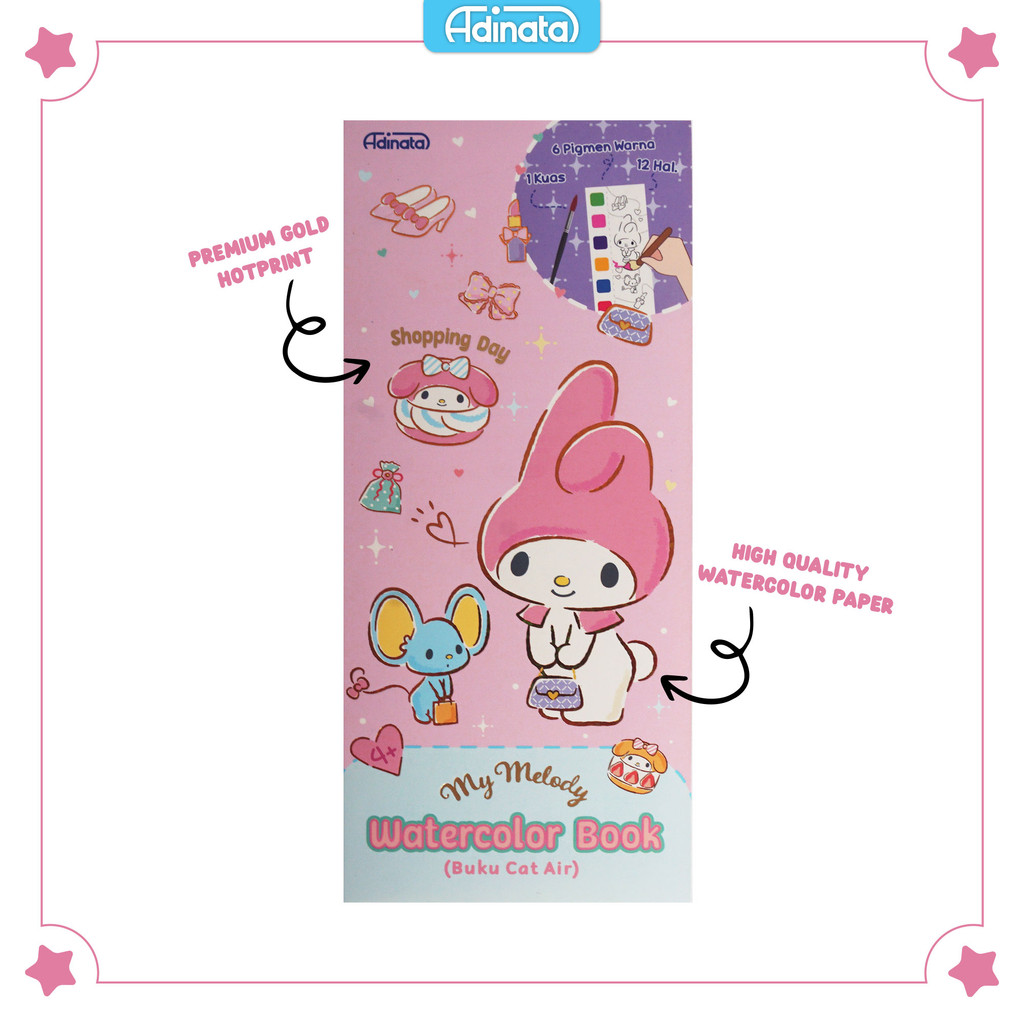 

My Melody Water Color Book 2513-9121 / Buku Mewarnai / Buku Aktivitas anak / Adinata