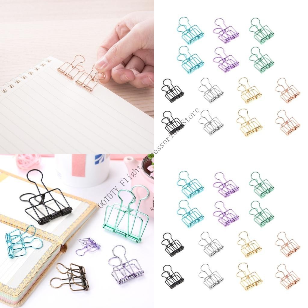 

367E 14 Pcs Hollow Out Paper Clips Long Tail Binder Clips Stationary Clamps 19/32/51mm Paper Clamps Document Clips